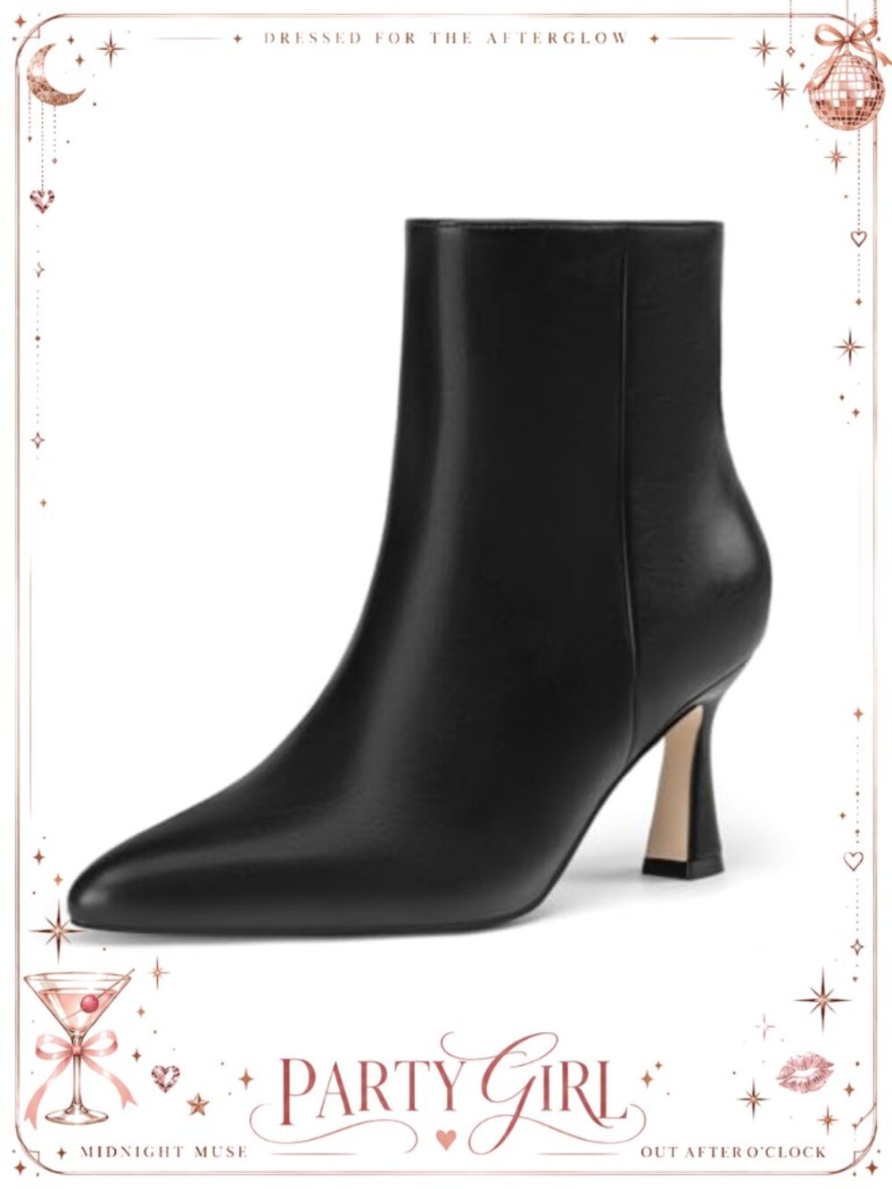 Pointed Toe Stiletto Heel Ankle Booties Side Zip Dress Boots